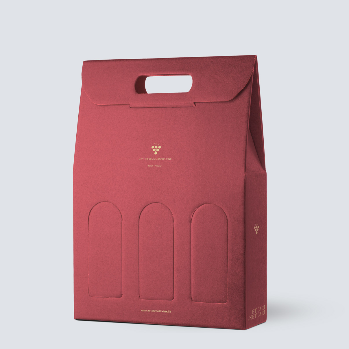 Confezione in kraft rosso da 3 bottiglie - Enoteca di Vinci e Montalcino