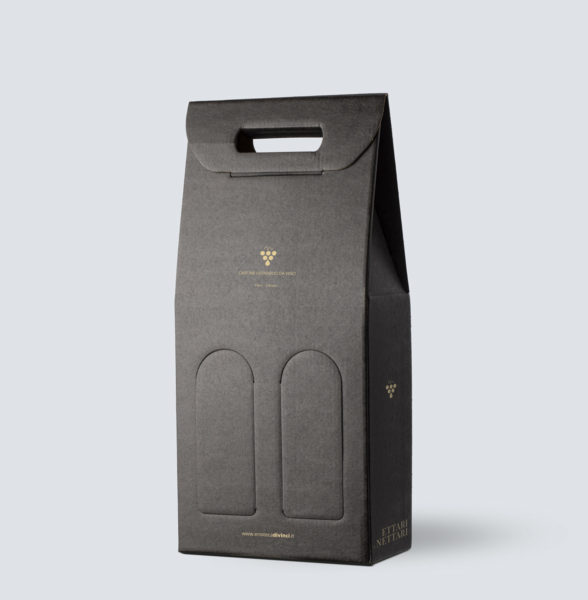 Confezione in kraft nero da 2 bottiglie - Enoteca di Vinci e Montalcino